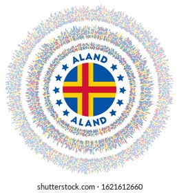 Aland symbol. Radiant country flag with colorful rays. Shiny sunburst with Aland flag. Attractive vector illustration.