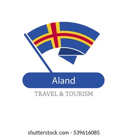 Aland The Travel Destination logo - Vector travel company logo design - Country Flag Travel and Tourism concept t shirt graphics - vector illustration