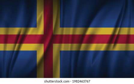 Aland wave flag flat layout vector illustration