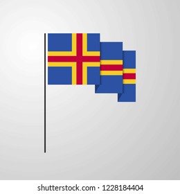 Aland waving Flag creative background