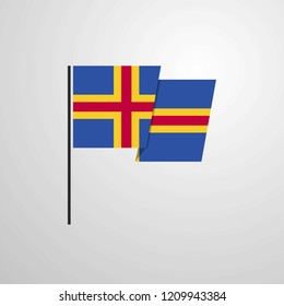 Aland waving Flag design vector