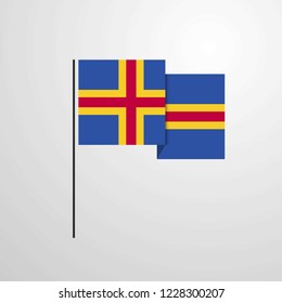 Aland waving Flag design vector