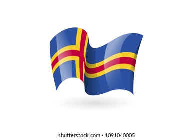 Aland waving flag vector icon, national symbol. Flag of Aland, fluttered in the wind - vector illustration isolated on white background.