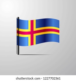 Aland waving Shiny Flag design vector