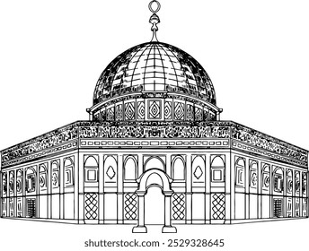 Al-aqsa Mosque handrawn using black ink