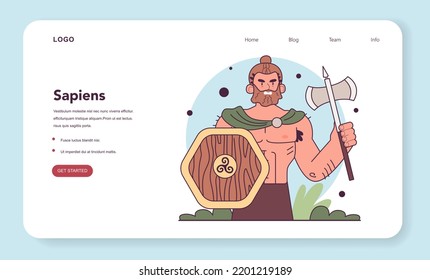 Alaric I, First King Of The Visigoths Web Banner Or Landing Page. Fall Of The Western Roman Empire, Barbarians Undertake Rome In 410 AD. Humanity History Studying. Flat Vector Illustration