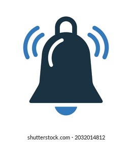 Alarm, Alarm, Glocke Symbol. Einfaches bearbeitbares Vektordesign einzeln auf weißem Hintergrund.