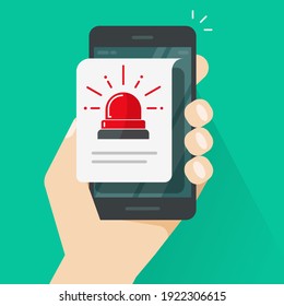 Alarm alert caution message vector or risk attention warning safety internet information notice notification on mobile cellular phone flat, smartphone with exclamation document with danger data