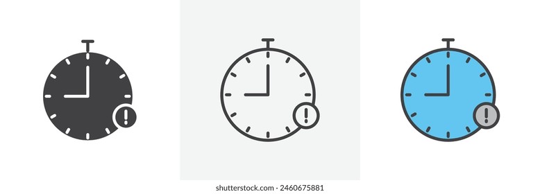 Alarm Alert Icon Set. Time-Sensitive Warning Vector Symbol.