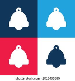 Alarm Bell blue and red four color minimal icon set