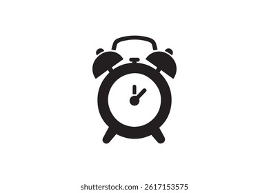Alarm bell clock icon vector silhouette illustration isolated white background
