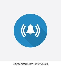 alarm bell Flat Blue Simple Icon with long shadow, isolated on white background  