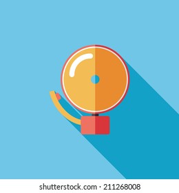 Alarm bell flat icon with long shadow,eps10