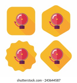 Alarm bell flat icon with long shadow,eps10