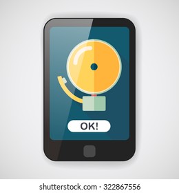 Alarm bell flat icon with long shadow,eps10