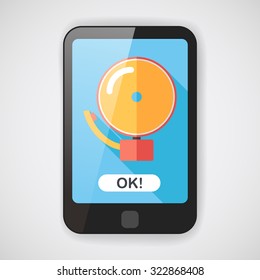 Alarm bell flat icon with long shadow,eps10