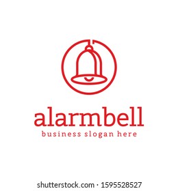 Alarm Bell icon in flat linear style. Ringing bell line icon, outline vector sign, linear style pictogram. Simple and clean logo.