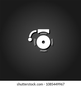 Alarm bell icon flat. Simple White pictogram on black background with shadow. Vector illustration symbol