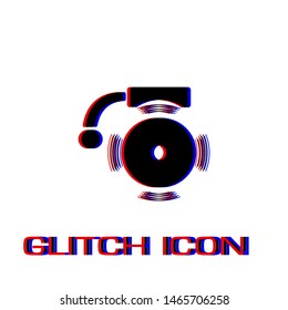 Alarm bell icon flat. Simple pictogram - Glitch effect. Vector illustration symbol