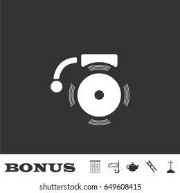 Alarm bell icon flat. White pictogram on black background. Vector illustration symbol and bonus icons
