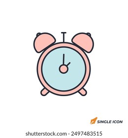 Ilustración vectorial de icono de campana de alarma. Símbolo de la campana de alarma aislado en el fondo blanco