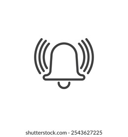 Icono de línea de alarma Bell. signo de estilo lineal para concepto móvil y Diseño web. Icono de Vector de contorno de campana que suena. Símbolo de alerta y respuesta de emergencia, ilustración del logotipo. Gráficos de Vector