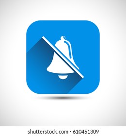 Alarm bell mute blue flat vector icon illustration ring off sign