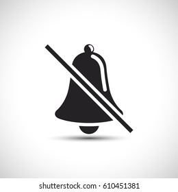 Alarm bell mute flat vector icon illustration