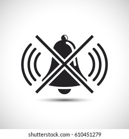 Alarm bell mute vector icon illustration ring off sign