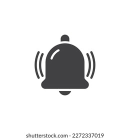 Icono vector de aviso de campana de alarma. signo plano relleno para concepto móvil y diseño web. Icono de glifo de timbre de notificación. Símbolo, ilustración del logotipo. Gráficos vectoriales