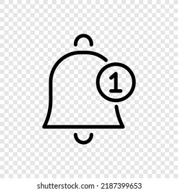 Alarm bell with notification simple icon vector. Flat design. Transparent grid.ai