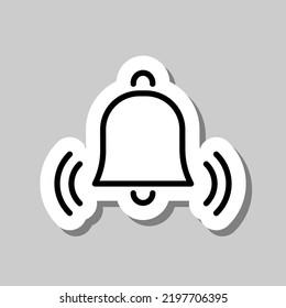 Alarm bell, notification simple icon vector. Flat design. Sticker with shadow on gray background.ai