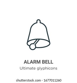 Alarm bell outline vector icon. Thin line black alarm bell icon, flat vector simple element illustration from editable ultimate glyphicons concept isolated stroke on white background