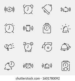 alarm, bell and reminder icon set. simple fire siren, police siren and alarm clock outline icon sign concept. 