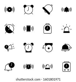 alarm, bell and reminder icon set. simple fire siren, police siren and alarm clock solid outline icon sign concept. 