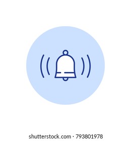 Alarm bell ringing, security attention, notification concept, vector line icon