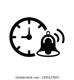 Alarm, bell, timer icon. Black vector graphics.