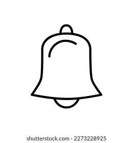 Alarm- oder GlockenVektorsymbol, Outline-Stil, einzeln auf weißem Hintergrund.