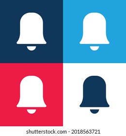Alarm Black Filled Bell Symbol blue and red four color minimal icon set