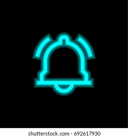 Alarm blue glowing neon ui ux icon. Glowing sign logo vector