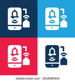 Alarm blue and red four color minimal icon set