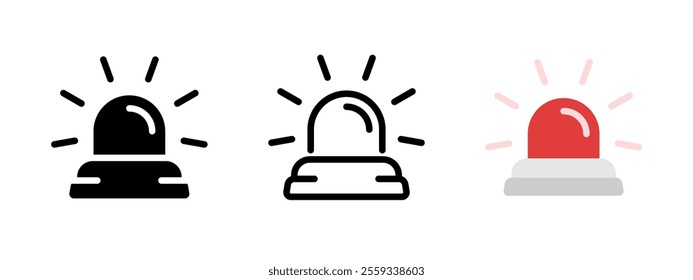 Alarm bulb icon. Alert bulb vector illustration. Emergency signal. Ambulance and police glowing red flasher siren symbol. Danger beacon sign. Security attention lamp pictogram. Rescue caution lamp.