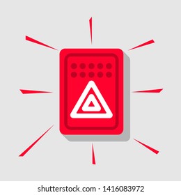 Alarm button car. Alarm system. Flashing light. Presses the button of car. Vector illustration flat design. Isolated on white background.