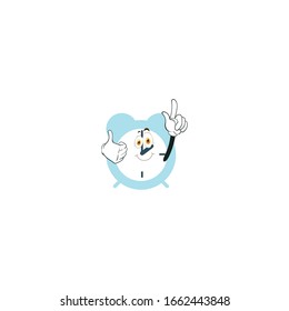 alarm cartoon characters design with white background. you can use for stickers, pins, mascot or patches