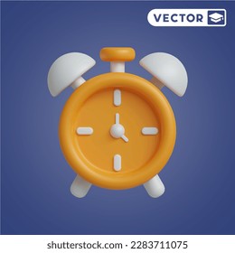 alarm clock 3D vector icon set, on a navy blue background