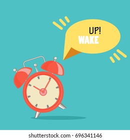 Alarm Clock with Abstract Geometric Bubble Speech Card for Web. Vector illustration