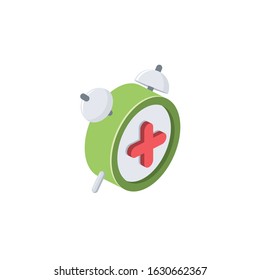 Alarm clock add plus mark. Vector 3d isometric, color web icon, new flat style. Creative illustration design, idea for infographics.