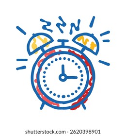 Vector de dibujo de icono de doodle de alerta de despertador. señal de alerta de despertador. ilustración de símbolo aislado