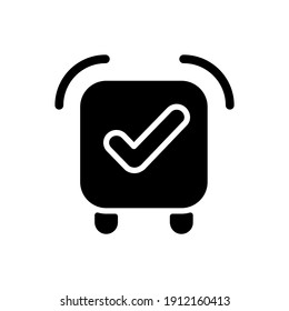 Alarm clock app black glyph icon. Alerting at specified time. Awakening from night sleep, short naps. Normalizing sleep schedules. Silhouette symbol on white space. Vector isolated illustration