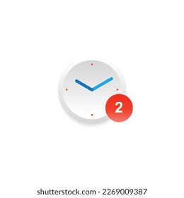 Alarm clock app with notification button design. User interface. Vector illustration.